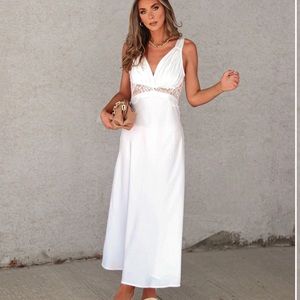Forever Mine Satin Lace Slip Midi Dress